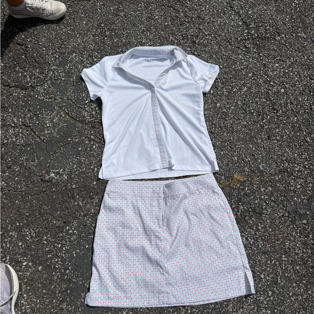 Izod White Short Sleeve Top and Skort Golf Set